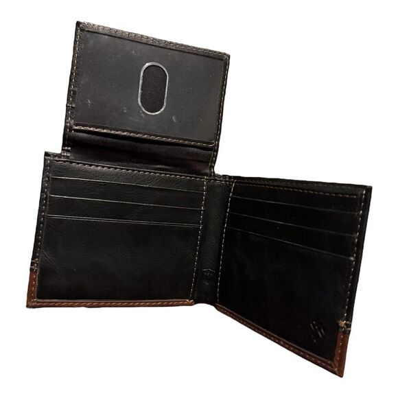 Columbia Men's Slimfold Leather Wallet Two Tone Brown - Picture 3 of 5